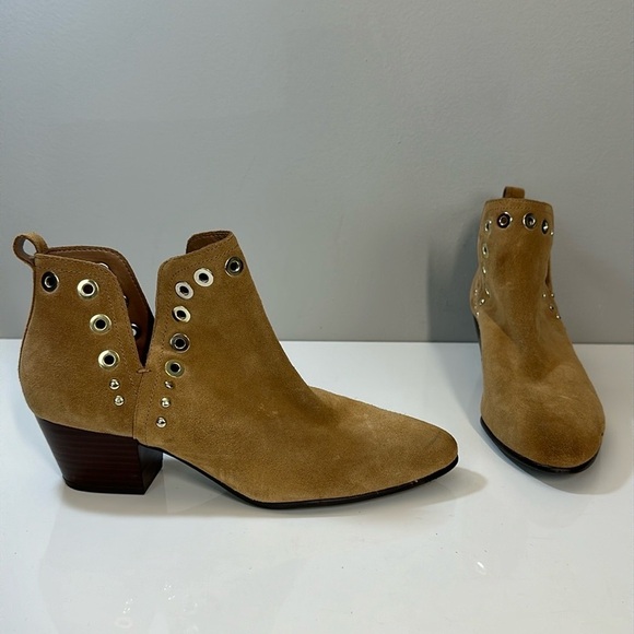 Sam Edelman Rubin Caramel Grommet Suede Booties Size 8 - Picture 1 of 15